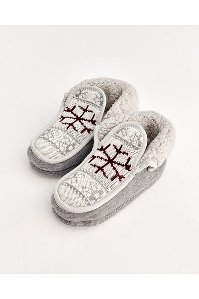 Chirpy Nue - Gray Women's Indoor Shoes with Snowflake Detail