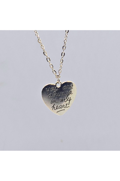 Atelier Nui Silver Motto Charm Çelik Kolye / You are always .. heart yazılı g...