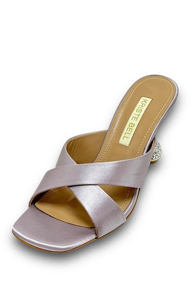 KRISTE BELL Lilac Stone Detailed Women's Heeled Slippers