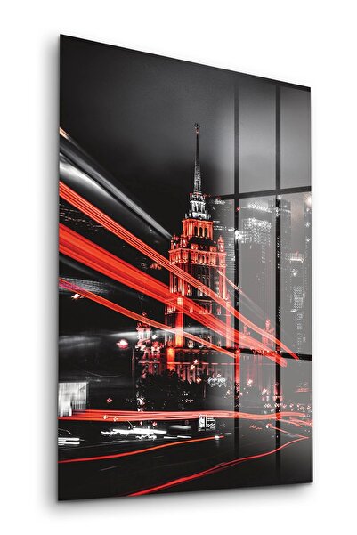 Decovetro Glass Painting Neon Cityscape