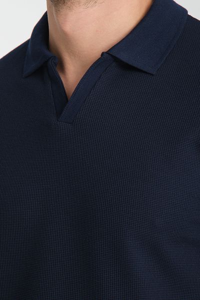 Frappoli Ανδρικό μπλουζάκι Polo Neck Waffle Comfort Fit - Βαμβακερό