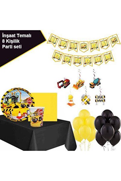 Parti Dükkanım İş Makineleri Parti Seti 8 Kişilik