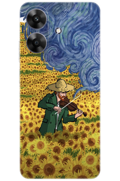 realme Note 60 (RMX3933) Uyumlu Kılıf Desen Baskılı Silikon Sunflower Ayçiçeğ...