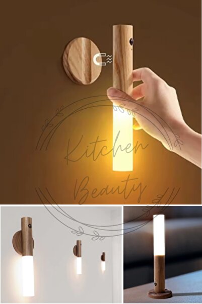 Kitchen Beauty Mıknatıslı Hareket Sensörlü Şarj Edilebilir Akıllı Led Gece Lamba USB Lamba Masa Duvar Dolap Aplik