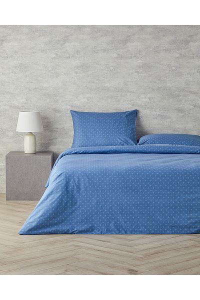 English Home Etamine Line Blue Cotton Single Duvet Cover Set