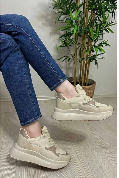 Endless Tricotaj cu șireturi de damă, bej, cu talpă confortabilă, pantofi sport casual, pantofi sport