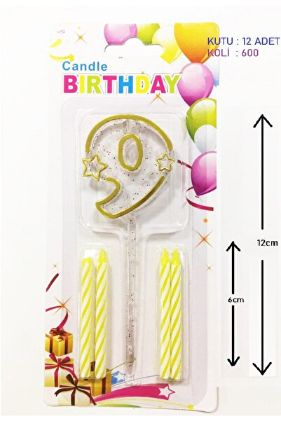 Genel Markalar Mika Şeffaf Rakam Mum - GOLD Renk, 12 cm Doğum Günü ve Parti S...