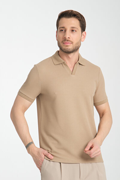 Frappoli Men's Polo Neck Waffle Comfort Fit T-Shirt - 100% Cotton