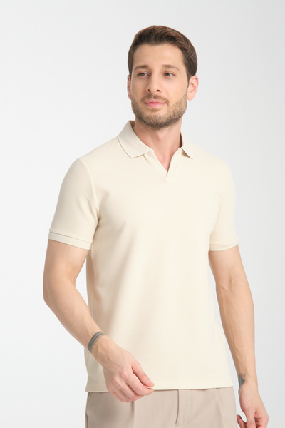 Frappoli Ανδρικό μπλουζάκι με λαιμόκοψη με βάφλα Comfort Fit - 100% βαμβάκι