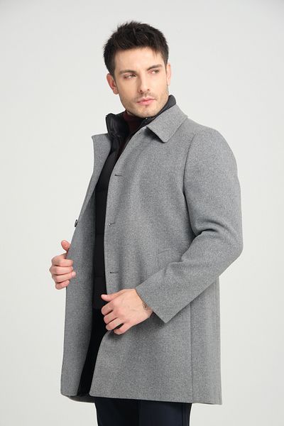 Frappoli Ανδρικό παλτό Thick Cashmere - Baby Collar, Regular Fit, Μπροστινή πλήρωση