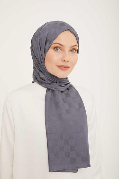 Armine Trend Jacquard Smoked Checkerboard Pattern Diamond Shawl 2-3332