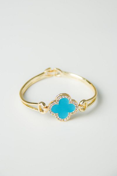 Modex Enameled Clover Handcuff Bracelet