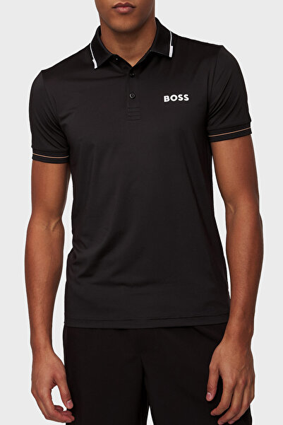 BOSS Streç Logo Baskılı Regular Fit Düğmeli Polo Yaka T Shirt Erkek POLO YAKA...