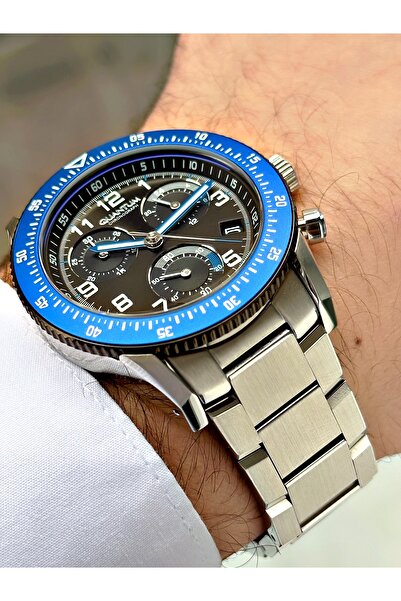 Quantum Fonksiyonları Aktif 10 Atm Su Geçirmez Çelik Kordon Çelik Kasa Erkek Kol Saati 1119350