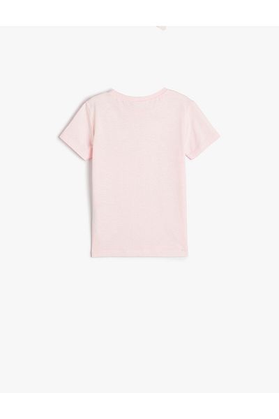 Koton T-Shirt Short Sleeve Crew Neck Cat Printed Pocket Detailed Cotton