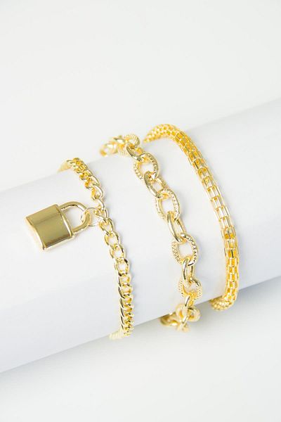 Modex Gold Yellow Triple Bracelet with Lock Figure