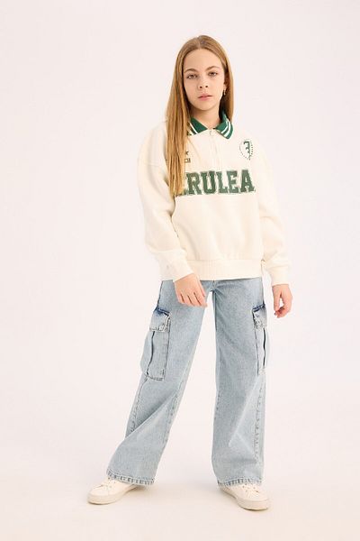 DeFacto Dívčí mikina s potiskem Polo Neck Oversize D7444a825sp