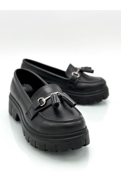 Generic Brand Buckle High and Light Sole Girls School Shoes P Black