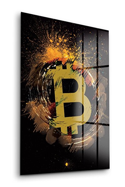 Decovetro Tablou din sticlă cu tematică Bitcoin