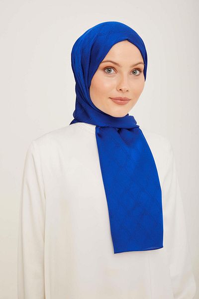 Armine Trend Jan Jan Blue Monogram Pattern Jacquard Shawl 6-21183