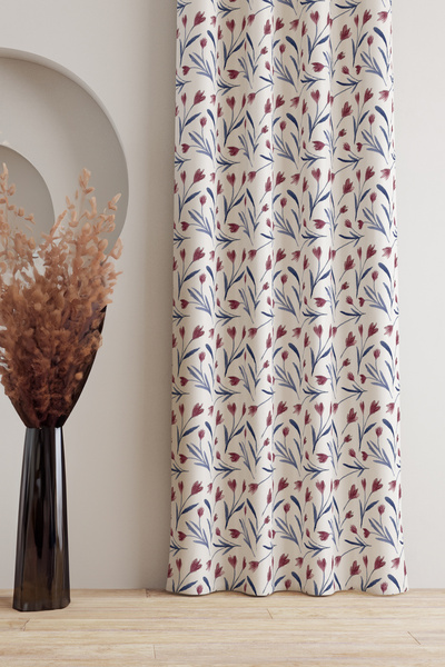 AYSHOME Ays Home Lale Desen Fon Perde (135 см x 260 см, без ворсу)