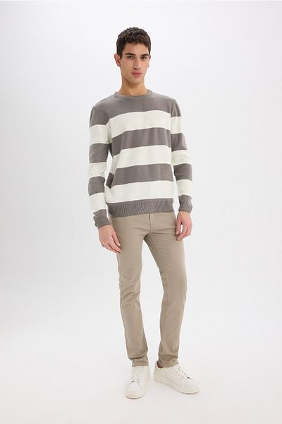 DeFacto Standard Fit Crew Neck Striped Knitwear Sweater D1968Ax24Au