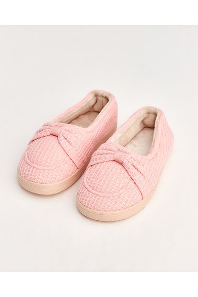 Chirpy Rugi - Pink Indoor Shoes with Ribbon