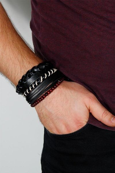 Modex Claret Red Beaded Multiple Men's Bracelet Gift for Lover