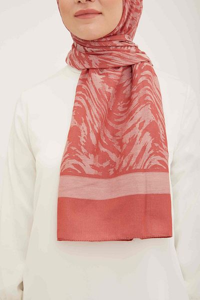 Armine Trend Dusty Rose Wave Patterned Acacia Shawl 2-22031