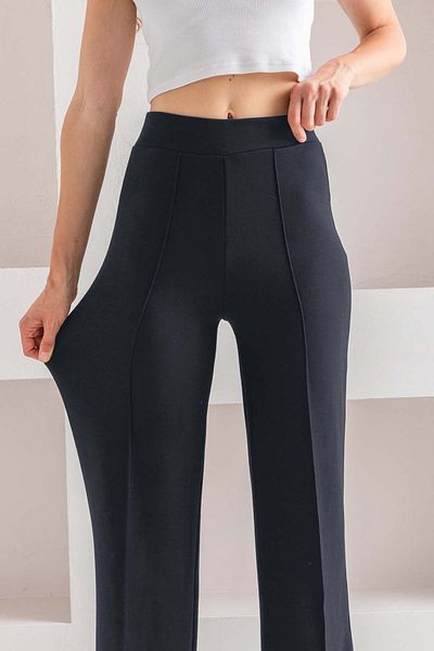 CNRCollection Women's Smoked Leggings - High Waist, Recovery, Ribbed, Wide Leg, Modal Fabric