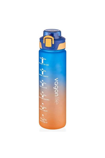 Vagonlife 1000ml Blue Motivational Water Bottle - Vgn-2310