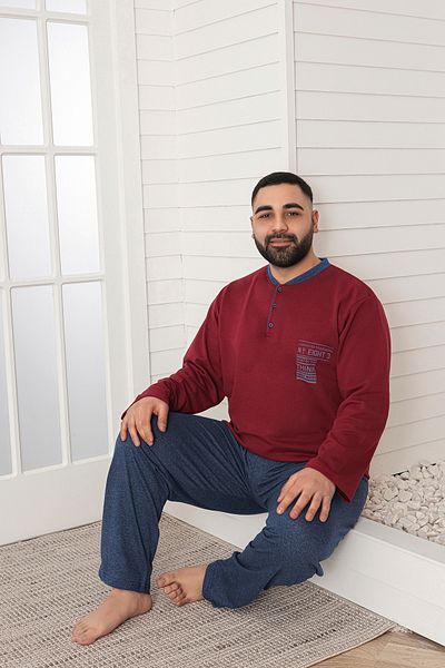 Sude HOMEWEAR Men's Plus Size Two Thread Pajama Set