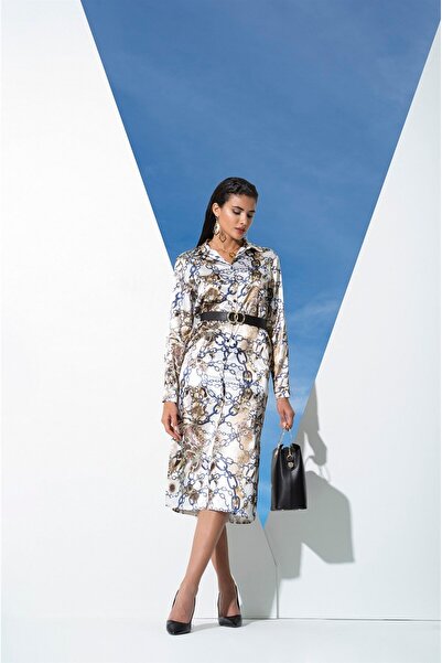 FOR YOU MODA Satin Chain Patterned Dress