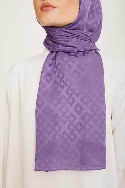 Armine Trend Jan Jan Eflatun Geometric Pattern Jacquard Shawl 5-21085