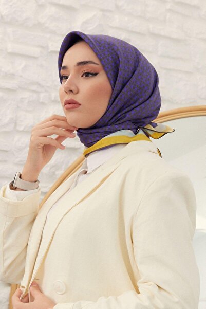 Silk Home Фіолетовий шовковий шарф з геометричним візерунком 11414-35