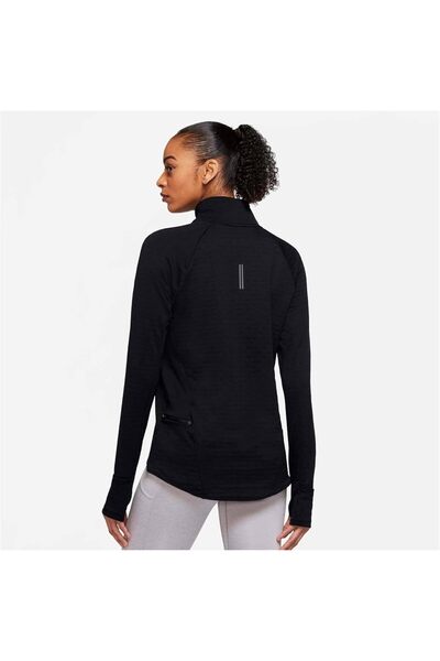 Nike Therma Fleece Element Crew Kadın siyah Koşu Uzun Kollu Tişört