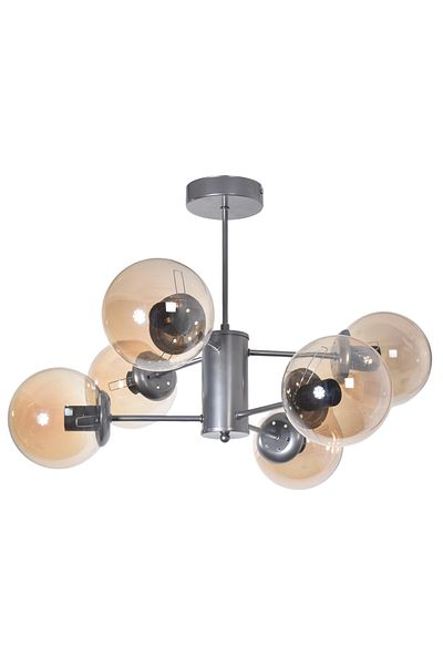 Modavize Seoul Modern Design Living Room Dining Room Kitchen Gray Color Honey Glass Pendant Lamp 6-Piece Chandelier