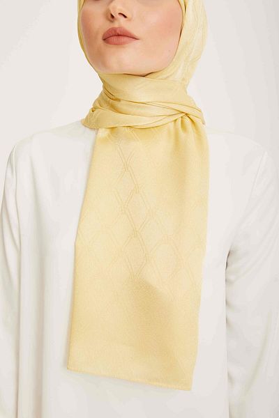 Armine Trend Jan Jan Yellow Monogram Patterned Jacquard Shawl 6-22041
