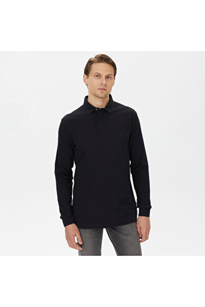 Nautica Erkek Siyah Slim Fit Uzun Kollu Polo Yaka T-shirt