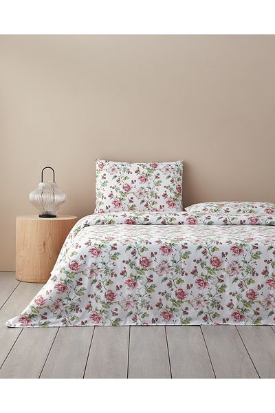 English Home Set de lenjerie de pat cu flori verzi strălucitoare
