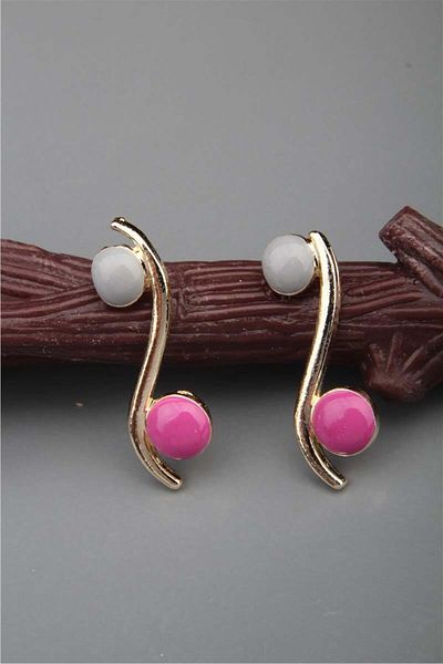 Pelin Aksesuar Fuchsia Gray Wave Earrings