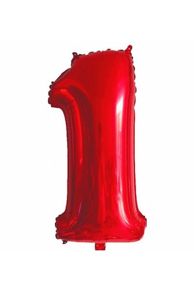 Parti Station بالون فويل أحمر للأرقام - عمر سنة واحدة، 76 سم، بالون هيليوم
