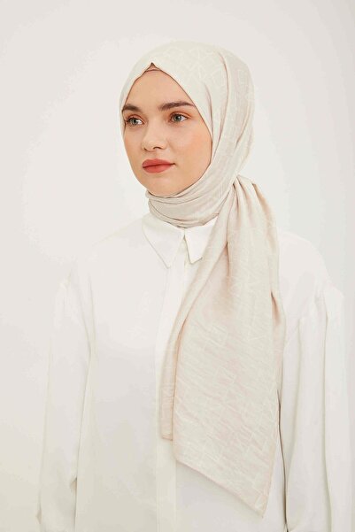 Armine Trend ανοιχτό μπεζ γεωμετρικό σχέδιο Pure Lina Shawl 15-23004