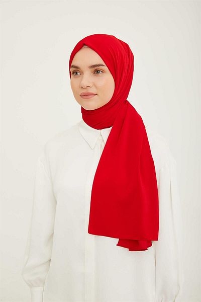 Armine Trend Red Crinkle Shawl-15
