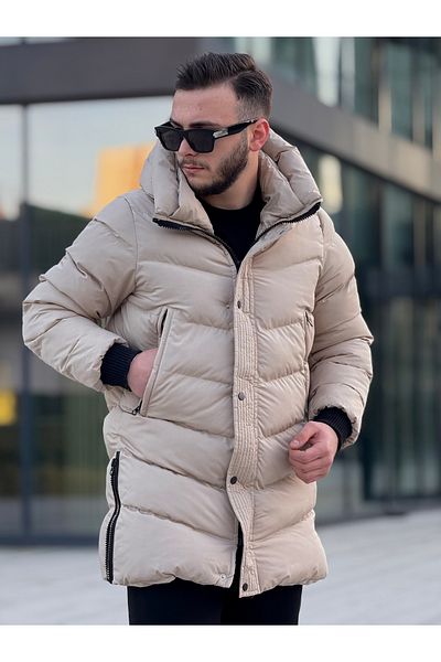 KINGAF ΑΝΔΡΙΚΟ ΧΕΙΜΕΡΙΝΟ ΜΑΚΡΥ ΠΑΛΤΟ ΜΕ ΚΟΥΚΟΥΛΑ ΚΑΙ ΛΕΠΤΟΜΕΡΕΙΑ ΦΕΡΜΟΥΑΡ