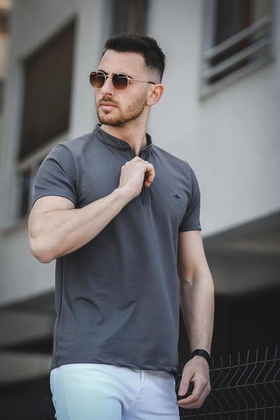 Oksit Ανδρικό μπλουζάκι Roderick Judge Collar Honeycomb Fabric Half Zipper