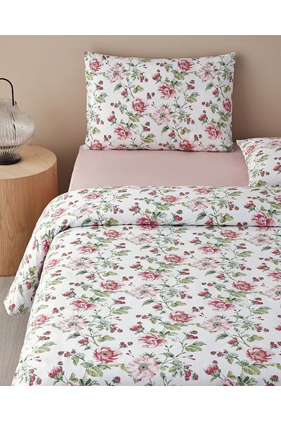 English Home Set de lenjerie de pat cu flori verzi strălucitoare