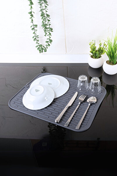 Flosoft Büyük Boy Çok Amaçlı Bulaşık Matı, Kaydırmaz Silikon Kurutmalık Lavabo Buzluk Halısı 40x30 Cm