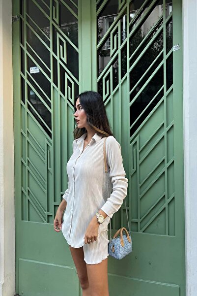 FOR YOU MODA Σετ πέτρινο πουκάμισο 2 τεμαχίων πλισέ