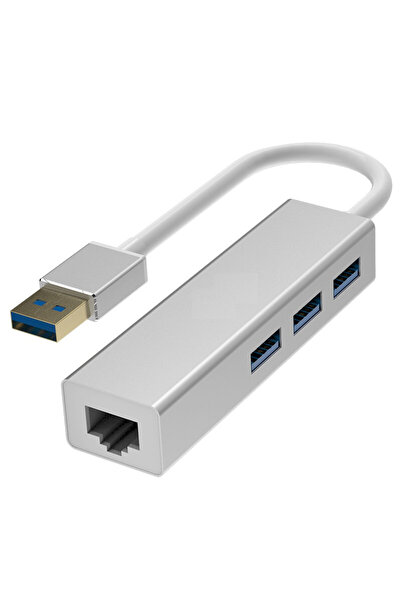 Genel Markalar Cdg-Cnv41  Uyumlu Usb 3.0-3Port Usb 3.0  Rj45 Ethernet Çoklayıcı Hub Cdg-Cnv4 Gri